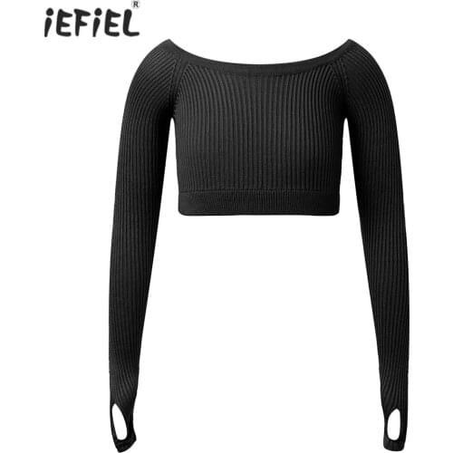 Autumn Spring Sweater for Kids Girls Long-sleeve Dance Tops Girls Ballet Wrap Sweater Knitwear for Ballet Jazz Dance Fashion
