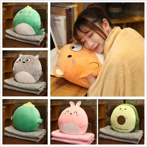 Lovely Cartoon Fruit Animal Cushion Decorative Cotton Pillow Car Air Conditioner Quilt Home Decorative Pillows 1.5X1.7m Blanket