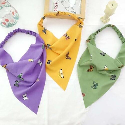 Butterfly Prints Triangle Bandanas Scarf Headbands Elastic Women Bandage Hairband Turban Hair Scarf Girls Boho Hair Accessories