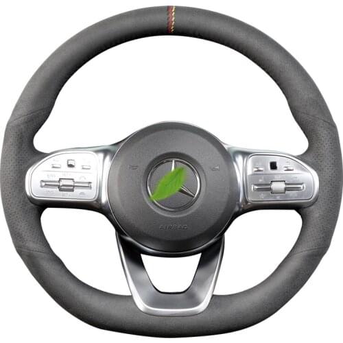 Steering wheel cover Alcantara Leathe For Benz GLA GLB GLC GLS GLE B GLK A180 A200 A260 hand-stitched Grip Cover car accessories