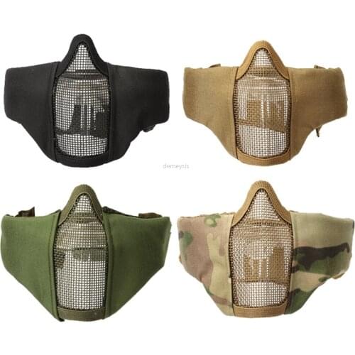 Tactical Half Face Mask Low Carbon Steel Mesh Breathable Military Airsoft Paintball Mask CS Hunting Protective Guard Mask