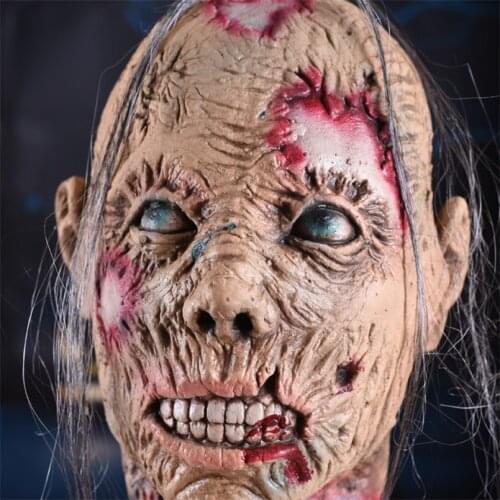 Halloween Hanging Head Haunted House Horror Corpse Toys Rotting Zombies Bloody Face Disgusting Scary Pendant Decoration Prank