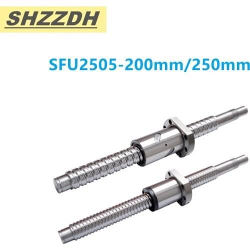 High quality SFU2505 length 200mm/250mm ball screw with ball hole nut/waist nut/for BKBF20 EKEF/FKFF20 CNC accessories