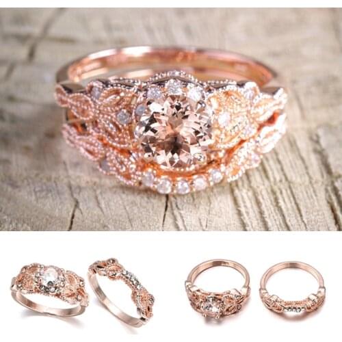 Women Rhinestone Crystal Flower Wedding Engagement Finger Rings Band Alloy Rose Gold Fashion Jewelry Gift