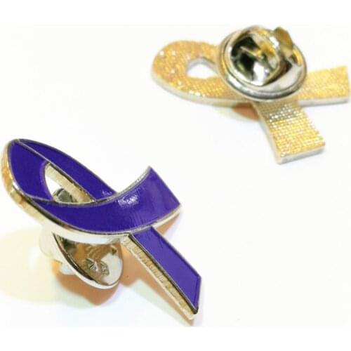 10Pcs/Set Womens Jewelry Enamel purple Ribbon Brooch Pins Surviving Awareness Hope Lapel Buttons Badges