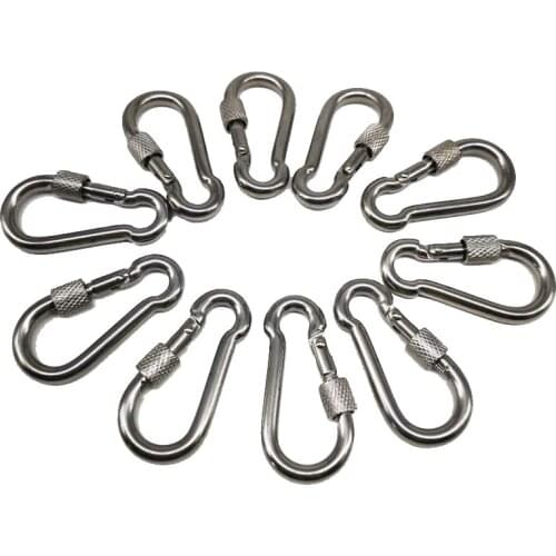 10pcs M6 Metal Screw Lock Carabiner Hook Snap Clip D-Ring Outdoor Camping