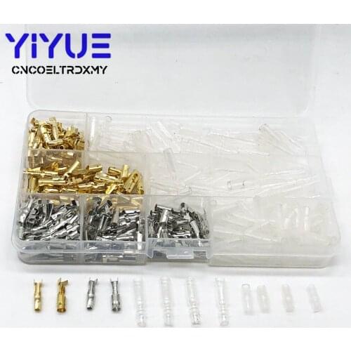 100 Set Motorcycle Brass Bullet Connector 3.9mm Male & Female Wire Terminals With Covers For Cable Wire of 1.0 mm to 2.5 mm