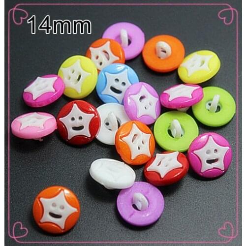 100PCS Cute Cartoon Smiling Star plastic buttons 1 hole Sewing children Buttons
