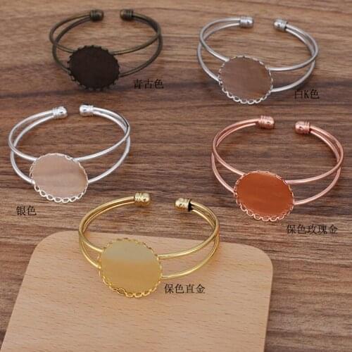 20pcs 25mm Lace Tray Bangle Base Bracelet Blanks Bezel Brass Cuff Bracelet Setting