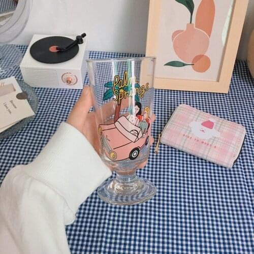 280ML Cartoon Glass Red Wine Cup Champagne Cup European Style High Foot Wine Cup Wine Glasses Bar Home Drink Ware Fruit plate