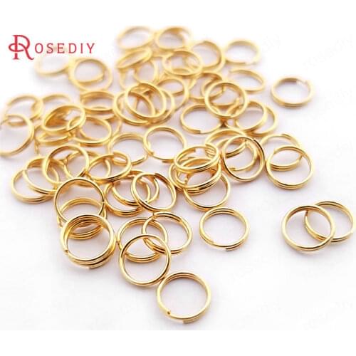30349)100PCS 6MMx0.5MM 24K Gold Color Plated Brass Double Loop Jump Rings Split Rings High Quality Jewelry Accessories