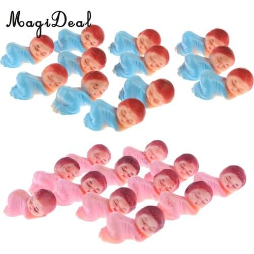 48 Pieces Lovely Mini Sleeping Baby Girls Baby Boys Figures Baby Shower Party Favors Bag Filler Blue+Pink