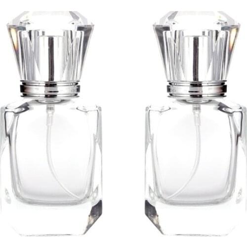 5PCS 30ML Empty Transparent Square Glass Perfume Dispensing Bottle Portable