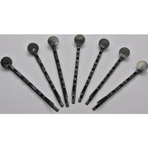 50 Black Metal Bobby Hair Pin Clips with Pad