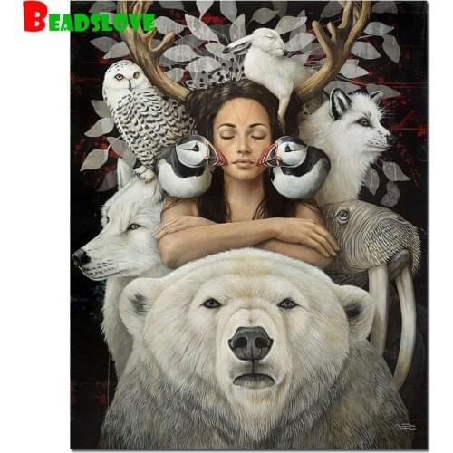 5d diy diamond painting Animals girl bear diamond embroidery 5D rhinestone mosaic diamond inlaid pattern