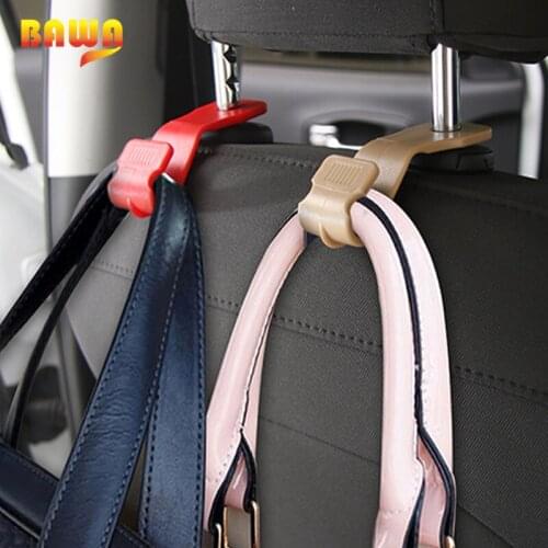 BAWA Clip Car 4Pcs ABS Seat Hook for Auto Headrest Hanger Bag Holder for Car Purse Cloth Grocery Storage Auto Fastener Clips Car