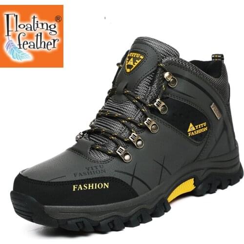 Brand Men Winter Snow Boots Waterproof Leather Sneakers Super Warm Mens Boots Outdoor Male Hiking Boots Work Shoes Size 39-47