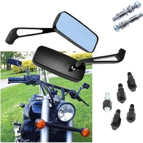 Black Motorcycle Bobber Rectangle Custom side Mirrors Wing For Harley-Davidson Sportster 883 1200 XL1200N XL1200C V-Rod FO
