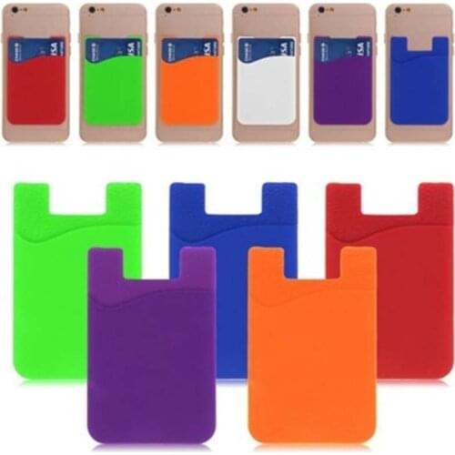 Double Pocket Elastic 3m Stretch Silicone Cell Mobile Phone Bus Card ID Credit Back Sticker Card Holder Universal Wallet Case