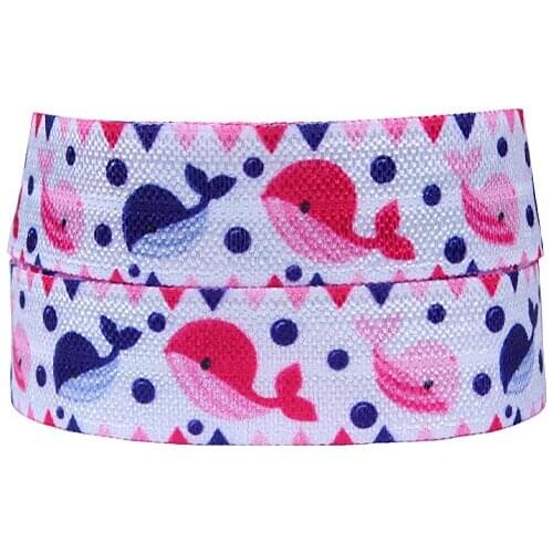 FLRA ElasticBlue seafish fold over elastic ribbon for baby headband