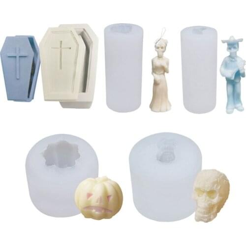 Halloween Ghost Groom/Ghost Bride/Devil Pumpkin/Skull Candle Epoxy Resin Mold Soap Plaster Silicone Mould DIY Ornaments Decor