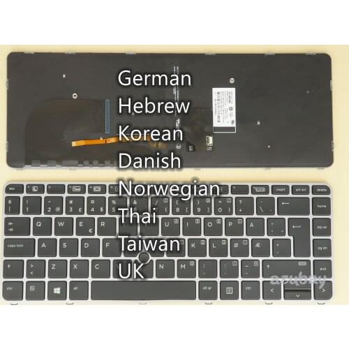 German HB Korean Danish Norwegian TH TW UK Keyboard for HP Elitebook 745 G3 G4 840 G3 G4 848 G3 G4, 840r G4 Zbook 14u G4 Backlit