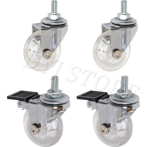 2/3 Inch Swivel Caster Wheels Heavy Duty Industrial Caster With M8 x 15mm Threaded Stem No Noise PU Wheels For Carts workbench