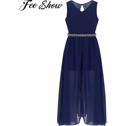 Girls Sleeveless Short Jumpsuit Romper Maxi Dress for Wedding Birthday Party First Communion Dress Kids Summer Dress