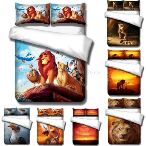 Cartoon Lion Bedding Set Boys Kids Comforter Bed Clothes King Queen Single Design Custom Cute Duvet Cover Sets Decor