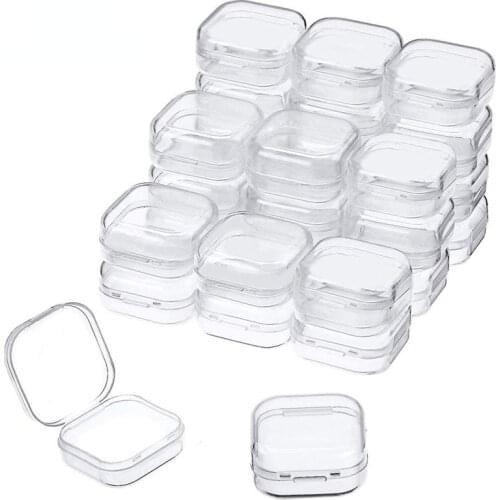 1-20 Pieces of Wholesale Earring Jewelry Storage Box Small Box Square Transparent Plastic Box Storage Box Sorting Container