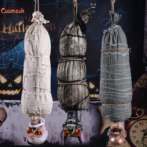Cosmask Halloween Electric Horror Mummy Hanging Ghost Head Glowing Ghost Bar Kt Haunted House Secret Room Terrorist Props