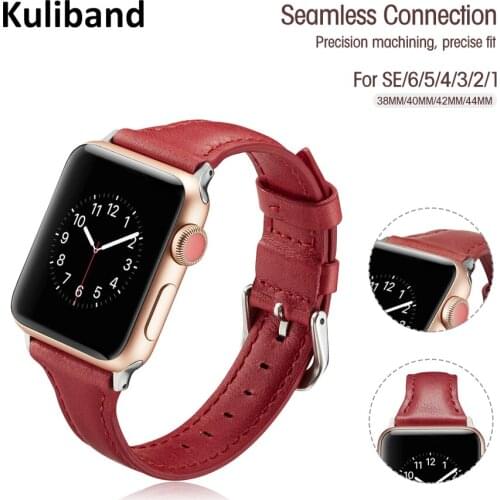 Leather Band for Apple Watch 6/SE/5/4/3/2/1 38mm 40mm Watchband Bracelet Replacement Strap for iWatch SE/6 42mm 44mm Wristband