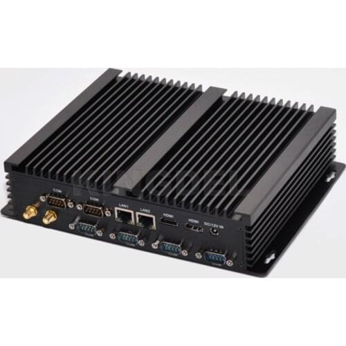 Windows 10 cheap fanless mini industrial pc 8GB RAM mSATA SSD+HDD Intel i3 4010u CPU 6 COM Ports Mini Desktop Dual Gigabit LAN