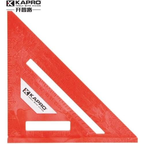 KAPRO Multi function Rectangular ruler Woodworking tools Scribing ruler Triangle Ruler 45 degree Plastic Triangle boar Red Color