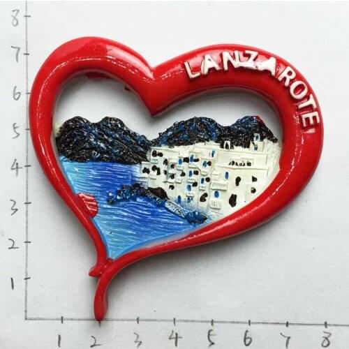 QIQIPP Lanzarote fashion heart-shaped three-dimensional magnet refrigerator with Spanish travel souvenir home decoration