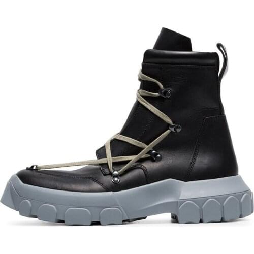 Men boots Round head shoes men work outdoor riding boots thick Bottom high top mens shoes casual shoes fashion leather shoes