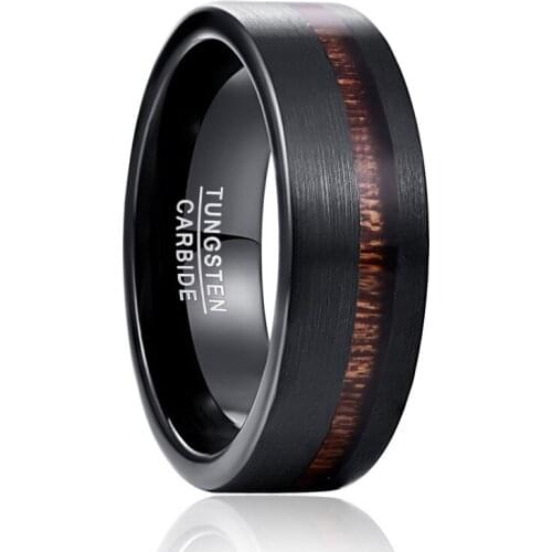 Fashion Black Wood Grain Stainless Steel Ring Mens Classic Charm Ring Jewelry Accessories Wedding Engagement Gift