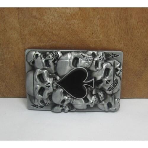BuckleClub zinc alloy retro western skulls playing card A jeans gift belt buckle FP-02189 for men 4cm width loop drop shipping
