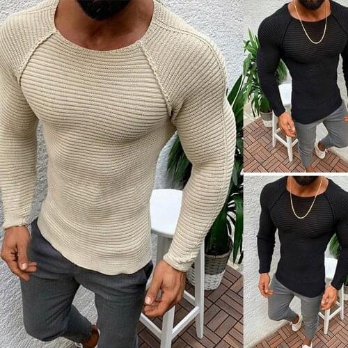 Men Crew Neck Sweater Long Sleeve Shirts Streetwear Autumn Winter Sweaters Fashion Clothing Men Outer Wear Casual Shirts 2021