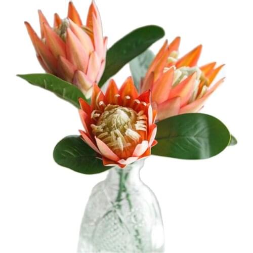 One Fake Single Stem Protea Cynaroides Simulation Silk Protea Cynaroides Flower for Home Decorative Wedding Centerpiece