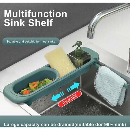 Kitchen Sink Organizer Dish Drainer Organizer for Soap Towel Rack Home Supply Kitchen Accessories Adjustable Shelf Storage Rack