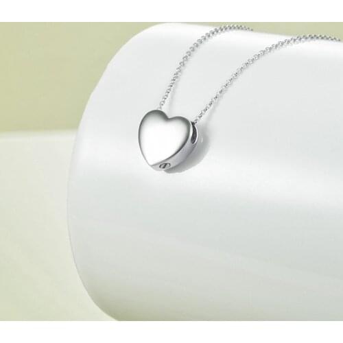 Love Heart Shaped Pendant Necklace Silver Color Memorial Cremation Ashes Urn Necklace Locket Pendant Bone Ash Fashion Jewelry
