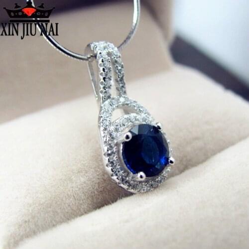 New online celebrity with the same s925 sterling silver luxury dignified temperament wild female sapphire necklace pendant