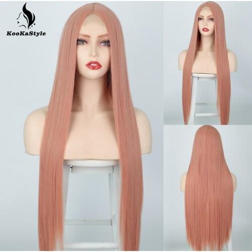 KookaStyle Synthetic Orange Wigs Long Straight Wigs for Black Women Middle Point Silk Straight Heat Resistant Natural Party Hair