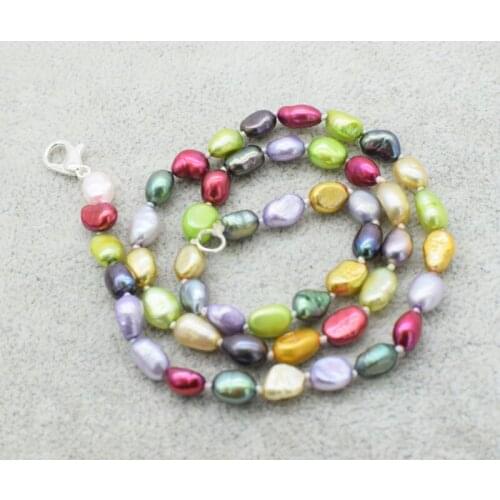 Freshwater pearls deep multicolor baroque 5-9mm necklace 16inch wholesale beads nature FPPJ