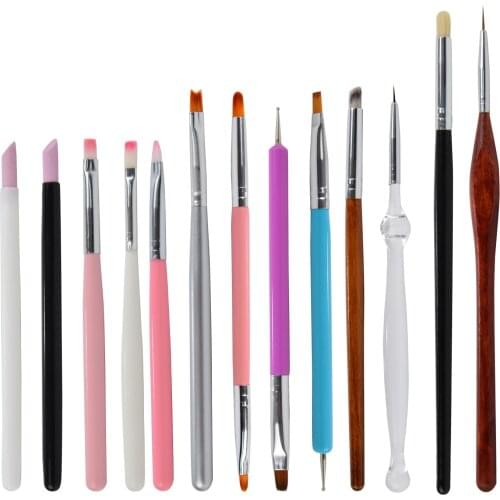 Professional Manicure UV Gel Brush Pen Transparent Acrylic Nail Art Painting Drawing Brush Phototherapy Tools