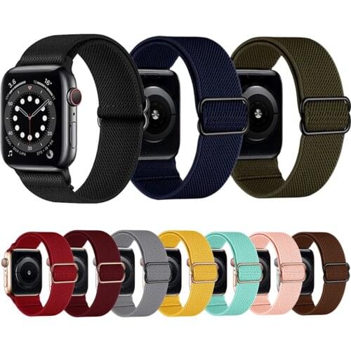 New Elastic Nylon Watchband For Apple Watch Band Series 6 SE 5 4 44mm 40mm Solo Loop Strap For iWatch 42mm 38mm Belt Bracelet