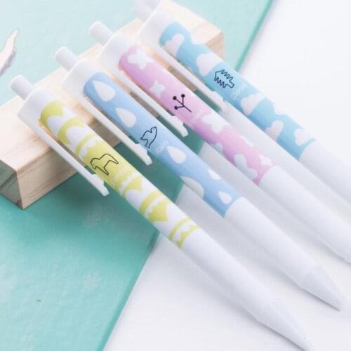 Deli Cartoon Animal Gel Pen 0.35mm Ball Point Pen Medium Oil Pen Quick Dry Pen for Students Study Tool 12Pcs/lot