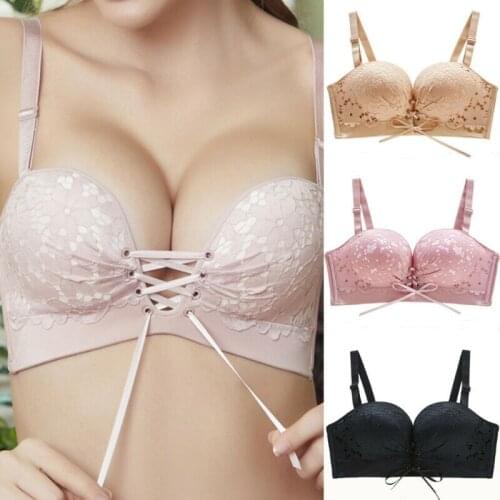 Sexy Casual Ladies Womens Seamless Push up Bras Front Closure Adjustable Strap Underwear Lace Brassiere Pink Black Khaki