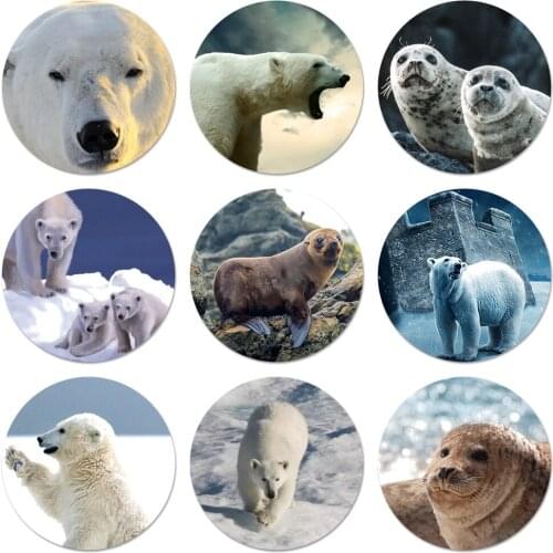 Cute seal polar bear Badge Brooch Pin Accessories For Clothes Backpack Decoration gift 58mm